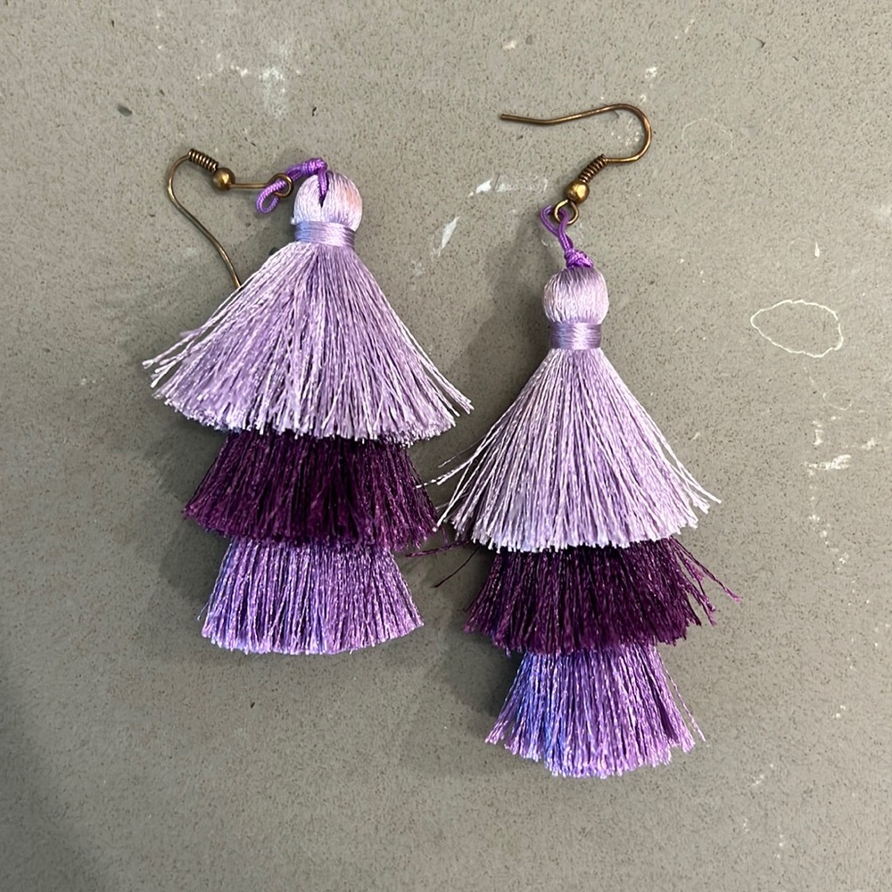 Purple Pom Pom earrings